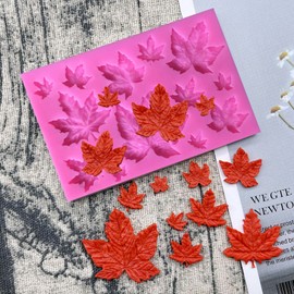 2 moldes de silicona de hoja de arce para fondant, molde de resina para manualidades de azúcar, herramientas de decoración de pasteles, bricolaje para cocina y horneado