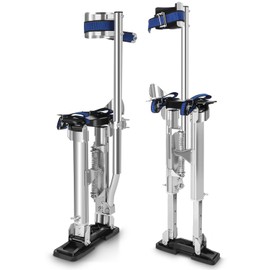 Drywall Stilts, 15"-23" Stilts for Adults Adjustable Heights Aluminum Work Stilts with Protective Knee Pads for Sheetrock Drop Ceiling Painting Painter Exterior Wall Painting and High Shrub Trimming