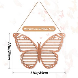 Hoemwarm Wood Butterfly Earring Holder for Girls, Rustic Mount Hanging Earring Holder Wall Jewelry Organizer for Necklace Display Women Vendor Events,Craft Home Decor Gift,11 x 11 IN