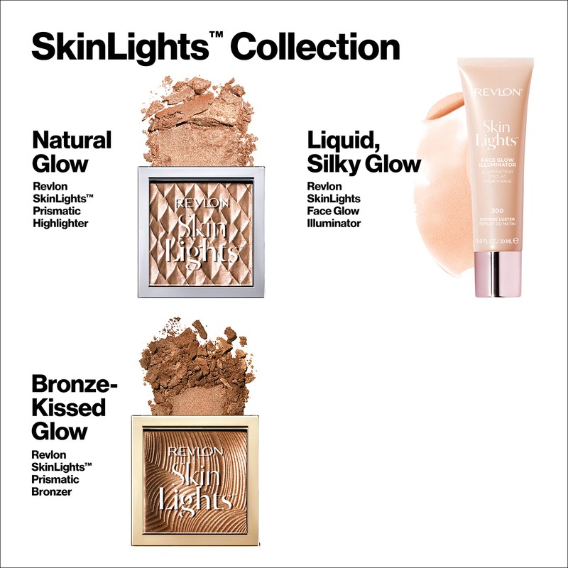 Revlon Skinlights Prismatic Powder Bronzer, Translucent-to-Buildable Coverage, 110 Sunlit Glow,