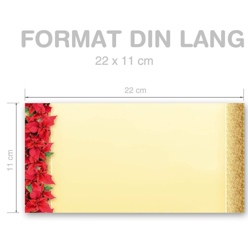 25 Envelopes (No Window) Christmas Motif, Red Christmas Stars, DIN