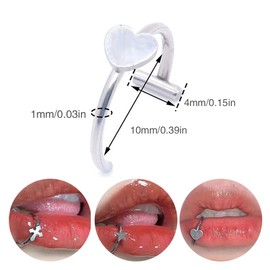 JEYORZY Pack of 6 Stainless Steel Nose Piercing Nose Ring, Lip Piercing, Smiley Piercing, Septum Piercing, Fake Piercing, Fake Nose Ring, Fake Piercings, Fake Septum