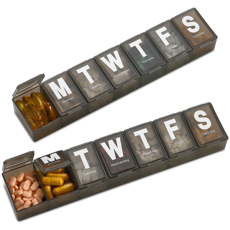 Weekly Pill Organizer - (Pack of 2) Extra Large Vitamin