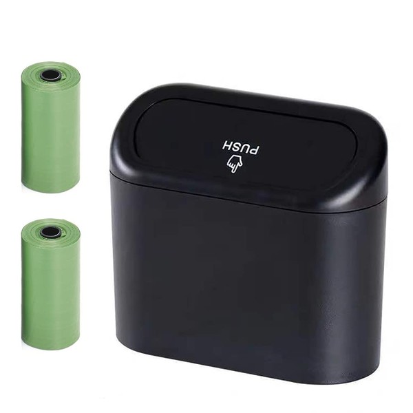 Mini Car Trash Can with Lid,Push-on Design Car Garbage Can,