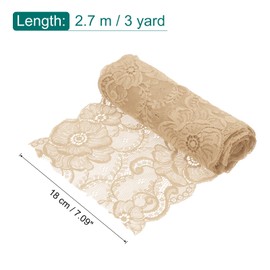 sourcing map 7.1 Inch Wide 3 Yard Lace Ribbon Floral Pattern Beige Lace Trim Ribbon for DIY Crafts, Gift Wrapping Bouquets, Wedding Decor, and Sewing Making
