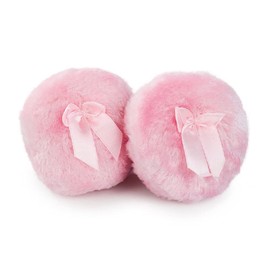 Shuiniba 4 Inch Large Body Powder Puff, Soft Fluffy Plush Puff with Ribbon Bow Handle for Face or Body 2 Pack - Pink