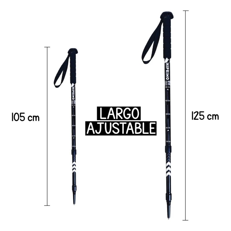 Bastones De Senderismo Aluminio 7075 Ajustables Plegables Color Negro