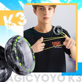 MAGICYOYO K3 Aurora-p Yoyo 2 Pack Set - Responsive & Unresponsive Dual Mode for Kids/Adults, Professional Fingerspin Trick Yoyo, Includes 12 Yo-yo Strings, Bearing Tools & Case