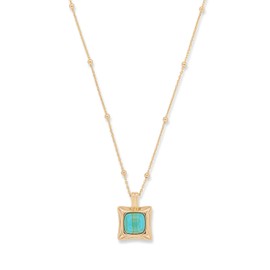 Rocksbox Mesa Square Pendant Necklace in Turquoise - Gold Statement Necklace for Women - 14k Gold Plating - Premium Quality Jewelry - 16" with Extender