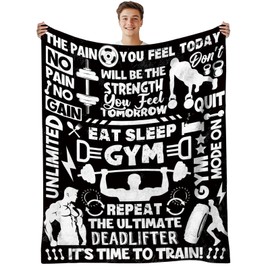 REETOOK Gym Gifts Blanket for Gym Lovers, Soft Flannel Workout Fitness Gifts Throws for Men, Birthday Gift Blanket for Gym Lovers, Soft Warm Throw Blanket for Couch, Gifts for Fathers Day 50x60