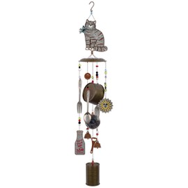 Sunset Vista Designs 92399 Farm Cat - Campana de Viento de Metal galvanizado