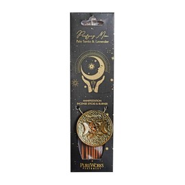 Esoteric Purifying Moon Incense Sticks & Burner - Palo Santo & Lavender - Manifestation Collection by PureWorks Perfumery