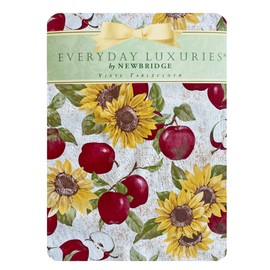Newbridge Daybreak Apples Cottage Print Vinyl Flannel Backed Tablecloth, Apples and Sunflower Design Indoor/Outdoor Waterproof Tablecloth for Patio and Kitchen Dining, 60 Inch x 84 Inch Oval