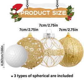 12pc 2.76" Gold Christmas Ball Ornaments Glitter Christmas Ornaments Sequin Christmas Hanging Balls Pearls Christmas Ornaments for Christmas Tree,Party Wedding,Holiday Decor