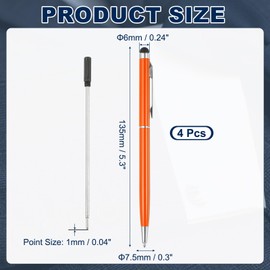 PATIKIL Ballpoint Pen with Stylus Tip, 4Pcs 2 in 1 Metal Pen Black Ink 1.0mm Medium Point Stylus Pen for Touch Screens, Orange
