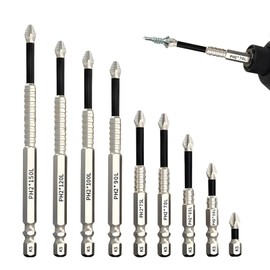 SI SEN Magnetic Bits, 9 Pieces (25, 50, 65, 70, 75, 90, 100, 120, 150 mm) Bit Set, Screwdriver Bit Set Magnetic with Magnetic, Bit Set for Cordless Screwdriver, Impact Wrench