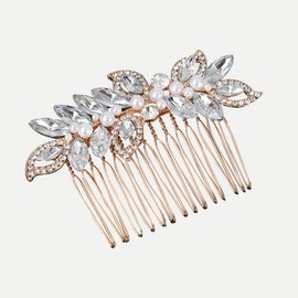 JYNXOR Bridal Hair Comb, Hair Accessories Wedding, Bridal Hair Accessories, Rhinestones, Hair Comb for Plugging, Crystal Flowers Hair Clips for Women and Girls, Bridesmaid