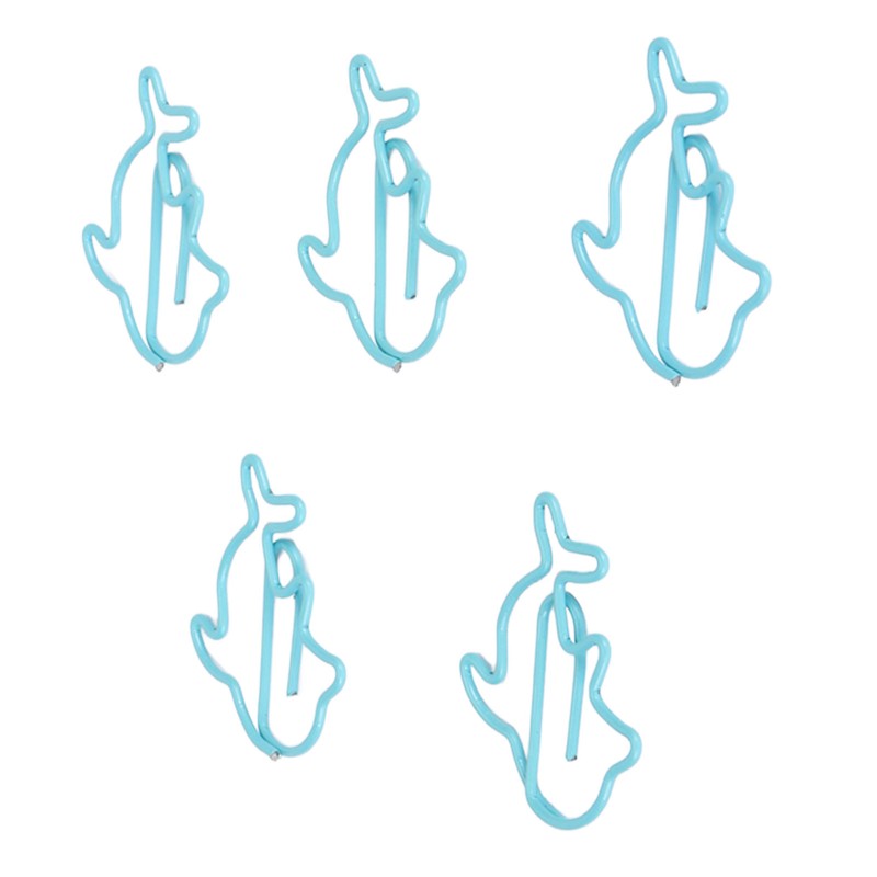 100Pcs Cute Paper Clips Blue Dolphin Style Exquisite Color Strong
