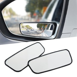 Yumfugu Pack-2 HD Convex Wide Angle Looking Glass, 3.74" x 1.41" Rectangular Curved Blind Spot Mirror, General Motors Parking Aid Tool, Universal for Most Cars (Black)
