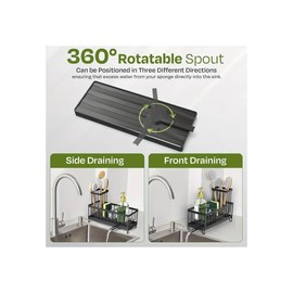 Stainless Steel Rustproof Self Draining Kitchen Sink Caddy Organiser with Brush and Sponge Holder, Kitchen Sink Storage & Organisation, Multifunctional Kitchen Sink Storage Organiser