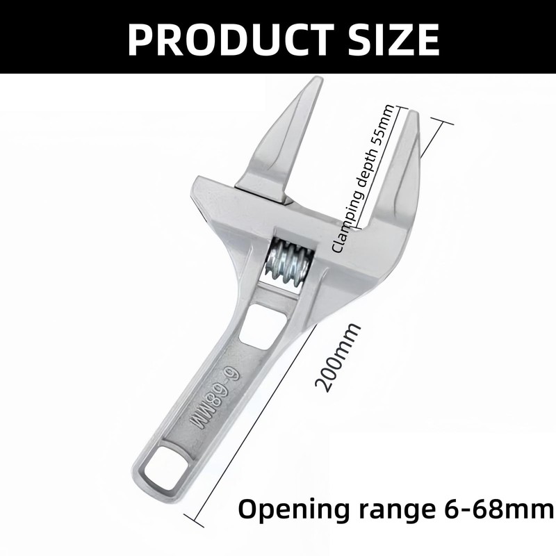 Adjustable Spanner,Adjustable Wrench,Large Adjustable Spanner,6-70mm Wide Jaw Adjustable Spanner,Convenient Wide