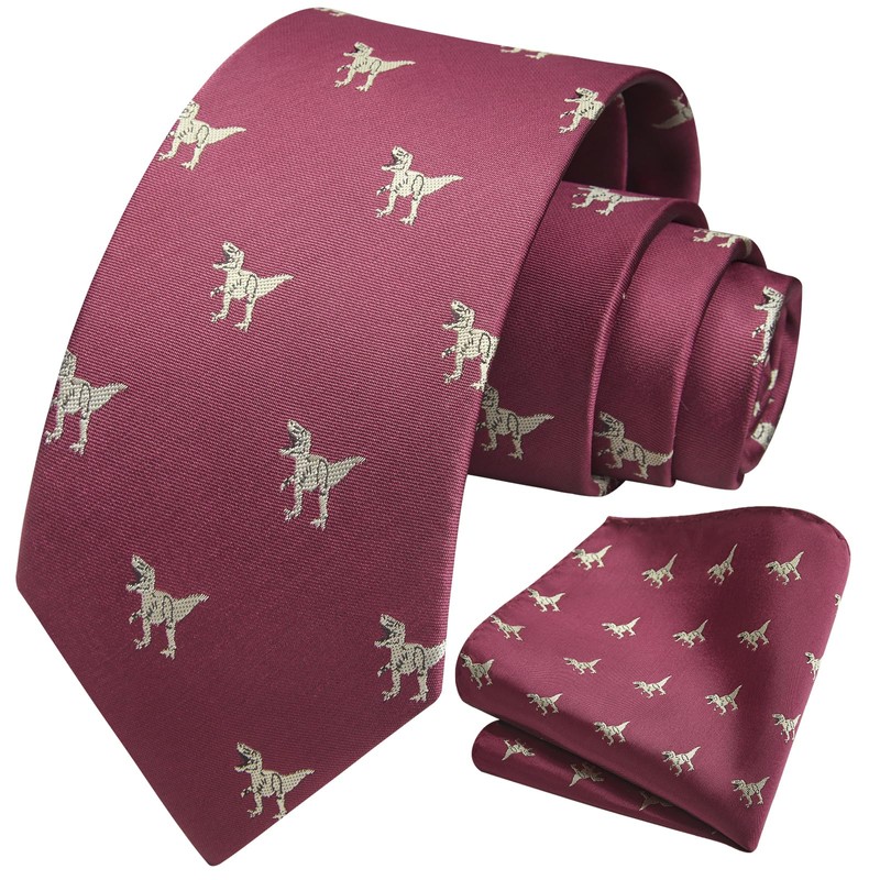HISDERN Men's Ties Wedding Animal Pattern Handkerchief Classic Business Tie