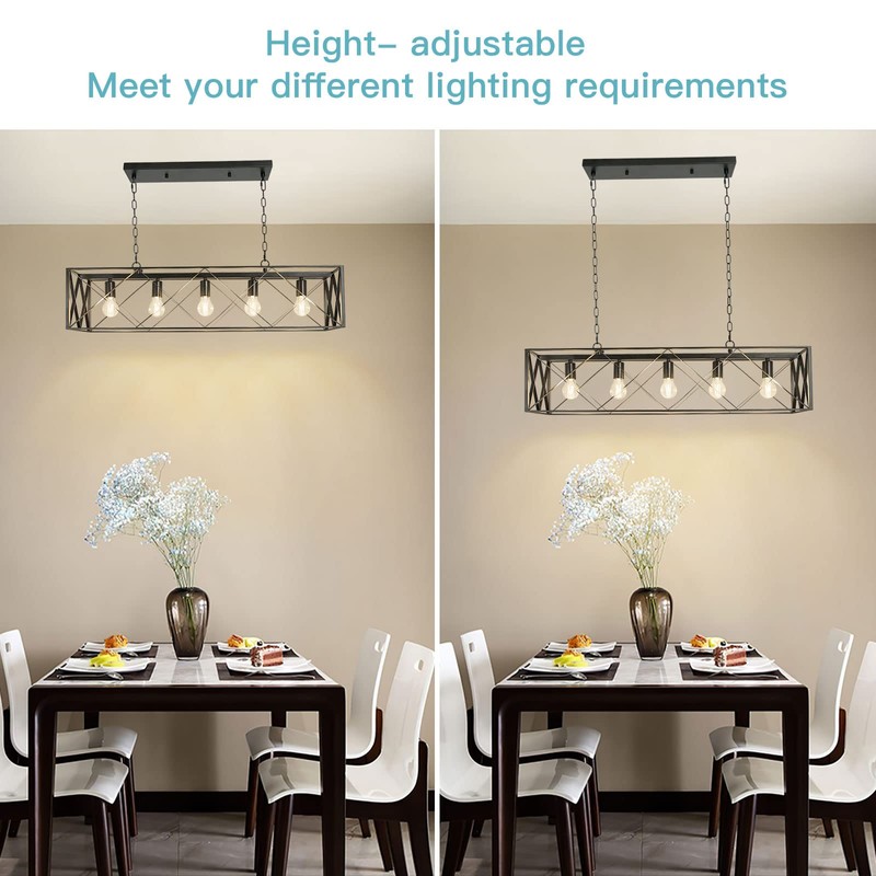 Depuley 5-Light Industrial Kitchen Island Pendant Light Fixture, Flush Mount