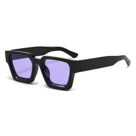 qinqilanqi-S Vintage Rectangular Sunglasses for Women Men Chunky Rectangle Sunglasses Retro Glasses UV Protection, black/purple