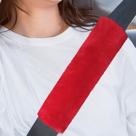 wuyaoyao 2PCS Car Seat Belt Pads Shoulder Cover, Soft Plush Auto Seat Belt Pad for Protecting Neck and Shoulder, Universal Car Shoulder Strap Cushion Protector for Adults Kids Women Men (Red)