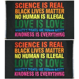RFCO Science is Real Black Lives Matter BLM Love Rainbow 3x5 Double Sided Flag
