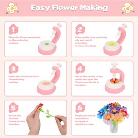 DIY Flower Making Machine Craft Kit, Build Your Own Fabric Flower Bouquet Toys for Girls, Arts & Crafts Gift for Kids Ages 4-8, Creative Birthday Gift for 5 6 7 8 Year Old Girls