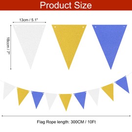 sourcing map 10 Feet Glitter Paper Garland Pennant Flags Hangings Banner Silver Deep Blue Gold Sparkle for Christmas Bridal Shower Party Anniversary Wedding Decorations 12 Pcs