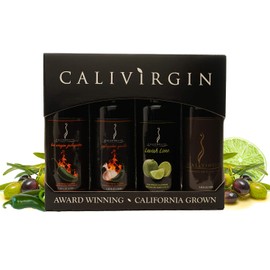 Calivirgin Olive Oil & Balsamic Vinegar Spicy Gift Set - Modena Balsamic Vinegar & Extra Virgin Olive Oil Gift Set - Olive Oil Sampler Set + Modena Balsamic Vinegar - 4 Bottles, 100ml Each