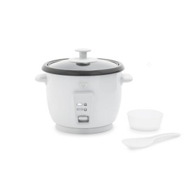 GreenLife 1.5 QT Electric Rice Cooker, Compact Small Size, 3-Cups Uncooked/6-Cups Cooked, PFAS-Free Removable Nonstick Pot Steamer, One-Touch Control, Auto Keep Warm, Measuring Cup, 300W, White