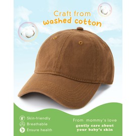 FURTALK Toddler Baseball Hat Kids Boys Girls Adjustable Washed Cotton Baseball Cap with Ponytail (2-5T, Brown)