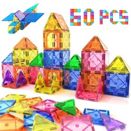 Juguetes Magnéticos Juego de 60 Piezas,Juguetes Construccion 3D,Bloques Magnéticos Juguetes de Construcción,Adecuado para niños y niñas.