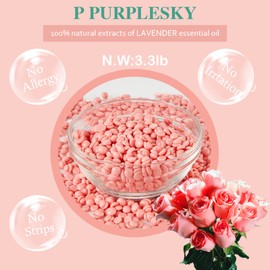PURPLESKY Hard Wax Beads, 52.8oz Beads for Coarse Hair Removal, Face Wax Beans for Leg, Back, Underarm, Eyebrow, Chest, Bikini Waxing for Body with Wax Sticks, Rose Scent