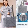 Keureedg Tote Bag for Women, Puffy Work Handbag with Zipper
