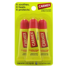 Carmex Original Flavor Moisturizing Lip Balm Tube Value Pack,0.35 Ounce (3 Count)