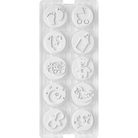 Glorex 6 2248 121 Colop Stamp Set by Little Nio, Baby Design, with 10 Imprint Motifs, 18 mm, Ink Pad in Fancy Grey, to Personalise Your Items