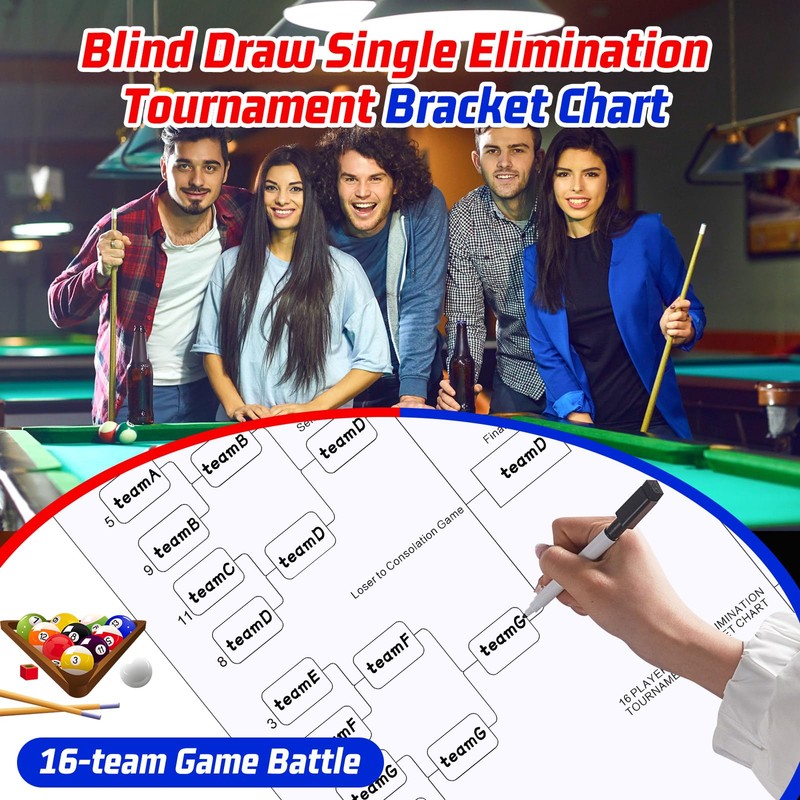 Saypacck 16 Player Erasable Tournament Bracket Poster Single Elimination Bracket