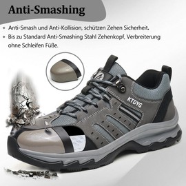 KTDYG Safety Shoes Work Shoes Men Women Lightweight Sporty Steel Toe Cap Shoes Breathable Non-Slip with Steel Toe Cap 37-46 EU, gray, 44 EU