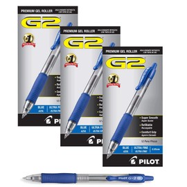 Pilot G2 Retractable Premium Gel Ink Roller Ball Pens Ultra Fine (36 Pack, Blue)