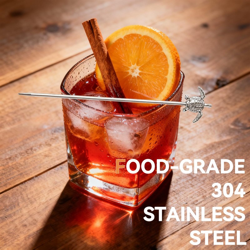 Cocktail Picks Stick, 8pcs Cocktail Toothpicks Stainless Steel Martini Olive