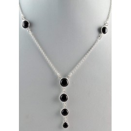 Navya Craft 925 Sterling Silver Black Onyx Handmade Women's Necklace
