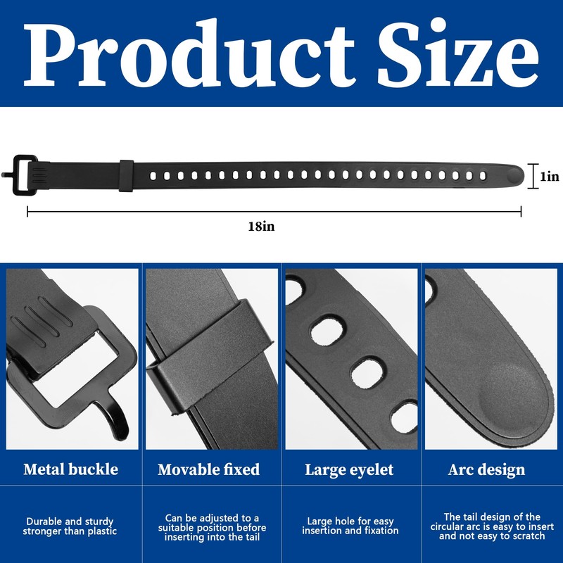 Adnee 4 Pack Snowshoe Strap Kit - 18" Adjustable Ski