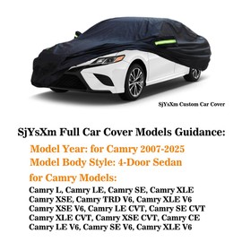 SjYsXm Custom Car Cover Compatible with Toyota Camry 2025-2007 Sedan, Waterproof All Weather Full Exterior Car Cover, Outdoor Rain Snow Sun Car Protection Windproof Car Cover with Reflective Strips