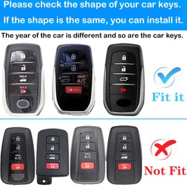 Kirsnda for toyota Key Fob Cover with keychian,TPU Protection Key Case compatible with Venza,RAV4 Prime,Sienna,Land Cruiser,Fortuner,Corolla smart remote key(silver white,4/5 Button)