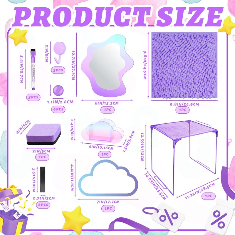 Denylo pro Magnetic Locker Accessories Kit Purple Back to School