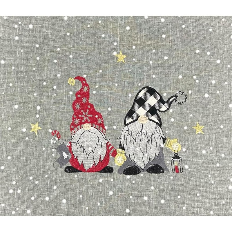 texpot Tablecloth 85 x 85 cm Light Grey Embroidery Gnome